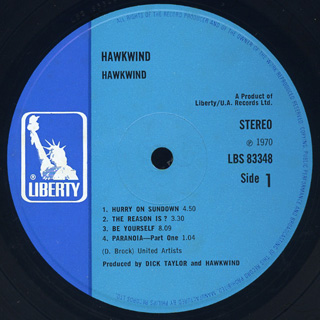 Hawkwind 1st album 1st blue label