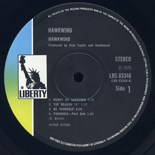 Hawkwind 1st album black label 1