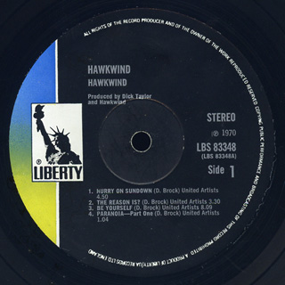 Hawkwind 1st album black label 2
