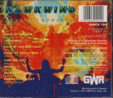 HAWKWIND / PALACE SPRINGS GWCD 104